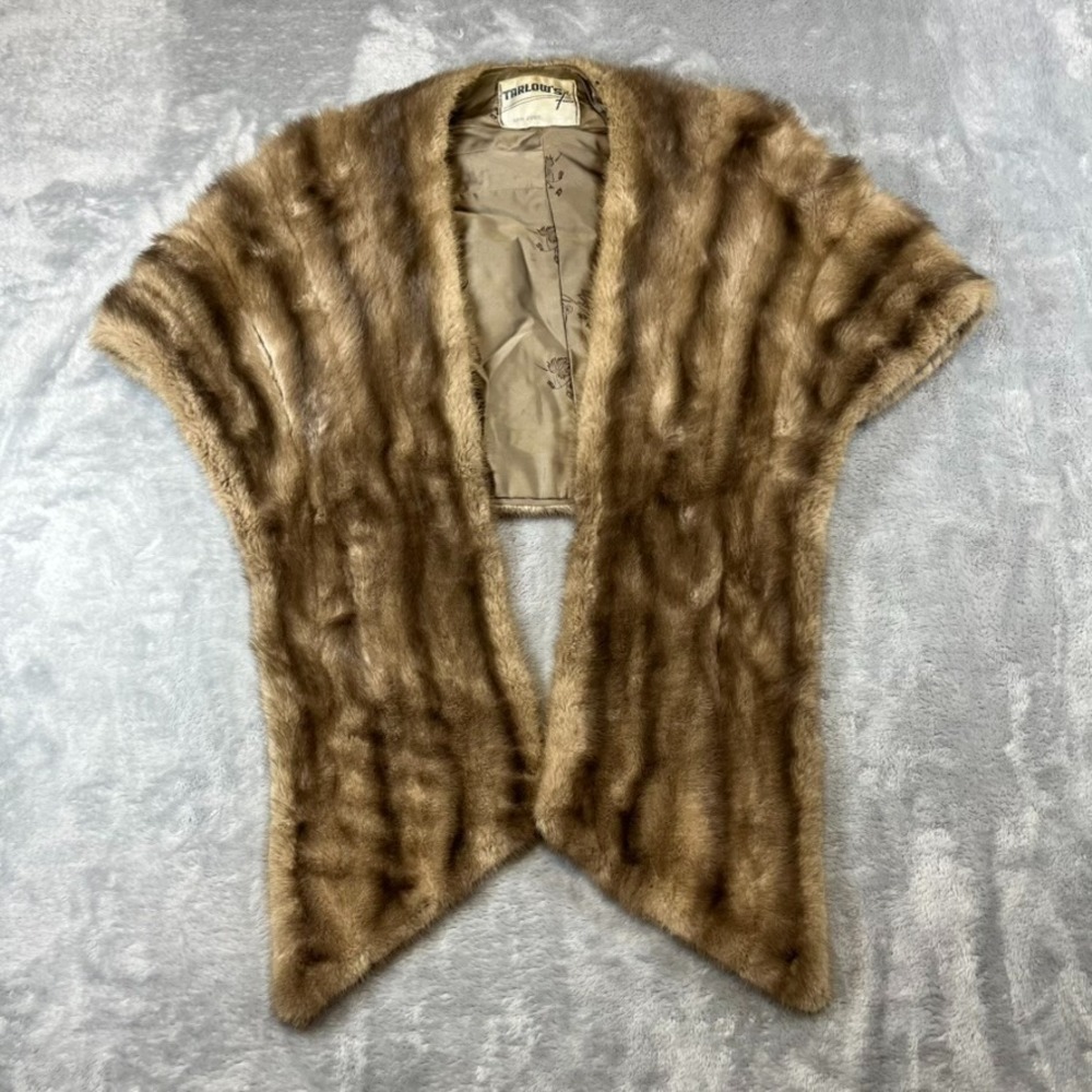 Vintage Tarlows San Jose California Light Brown Mink Fur Shawl Shoulder One Size